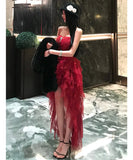 ミニドレス キャバドレス セクシー ベアトップ フィッシュテール 立体フラワー レース パーティー JC2-OYF9320