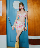 3点セット 水着花柄ビキニモノキニカワセクシービーチ海温泉大人可愛い WQ7-SD3501-1