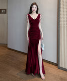 【3色】ロングドレス キャバドレス セクシー ローカット スリット入り 上品 バックオープン イブニングドレス パーティー JC2-YM9217