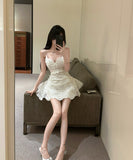 Lady's coco ミニドレス キャバドレス セクシー レース刺繍 ウエストマーク ふんわりシルエット パーティー デート LW2-SB18YX0170