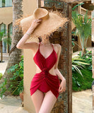 ビキニ水着体型カバーフラワーシワ着痩せ気質ホルターネックセクシーウエストカードハイウエストビーチ海 WQ7-GM-adn005