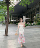 ロングドレスキャミワンピ花柄マーメイドドレスレース旅行セクシー韓国っぽ個性感 WQ2-DD4859