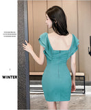 【3色】ミニドレス キャバドレス キャミワンピ セクシー ロータスワンレーブル オープンバック ナイトクラブ JC2-YM8871