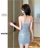 【3色】ミニドレス キャバドレス キャミワンピ セクシー ギャル風 ホルターネック ボディコンミニスカート ナイトクラブ 指名 JC2-YM8857