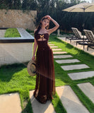 【2色】 ロングドレス キャバドレス セクシー チューブトップワンピース リボンデザイン カットアウト ウエストマーク 大人可愛い  LW2-XHY918382