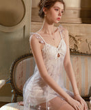 【2色】ルームウェア ランジェリー セクシー スウィート系 バタフライ刺繍 チュール サテン 谷間メイク バックオープン JC8-GR5261