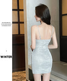 ミニドレス キャバドレス セクシーギャル系 ミニ丈 グリッターキャミ ドレープタイト ディープV ナイトクラブ 指名 パーティー JC2-YM8843