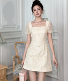 ミニドレス キャバドレス  プティット 清楚 スクエアネック 普段使い 大人カジュアル きれいめ 優雅 デート JC2-JY9082