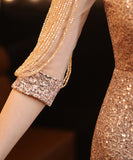 【5色】ロングドレス キラキラ セクシー エレガント 気質 演奏会 宴会 YH2-YEY18177#