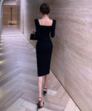 ロングドレス セクシー バックレス スリット入り タイトワンピース 長袖 エレガント パーティー デート クラブ 指名 JC2-ZED881206DXH348B