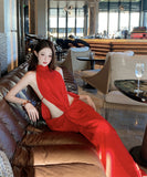 Lady's coco ロングドレス キャバドレス セクシー ルージング ホルターネック デザイン ラメ系ミニドレス パーティー 上品 LW2-XHY918211