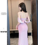 ロングドレス キャバドレス セクシー オフショルダー スリット オープンバック エレガント スレンダー 大人可愛い パーティー JC2-YM9204