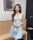 【3色】ミニドレス キャバドレス セクシー  花柄キャミワンピース  レギンスセット  ウエストマーク  フェミニン 大人可愛いコーデ  Vネック  LW2-DD5956