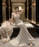 ロングドレス エレガント ノースリーブ キラキラ ウエストカットアウト デザイン性 パーティー クラブ JC2-HS-109-8317-Sep4