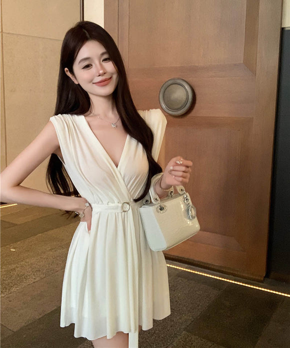 【2色】ミニドレスキャバドレスVネックAライン着痩せ気質谷間見せ指名女子力 WQ2-ZED88721DXH342