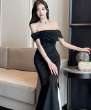 【2色】ロングドレス キャバドレス セクシー ストラップレス エレガント スリット入り パーティー 二次会 誕生日 JC2-YM9207