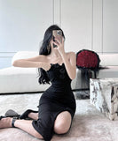 膝丈ドレスキャバドレスベアトップフラワーセクシーエレガント気質ナイトクラブキャバクラ谷間見せ WQ2-DD4819