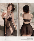 【3色】ルームウェア ランジェリー セクシー レース ディープVネック フロントオープン シースルーメッシュ 透け感 誘惑 イチャラブ JC7-JJ1687