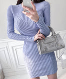 【2色】ミニドレス キャバドレス セクシー 韓国風 細見え タイトフィット クルーネック ニットワンピ ボディコン 通勤 デート お出かけ JC2-MLS59336445