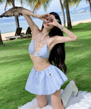 【2色】【3点セット】水着 ビキニ セクシー ガーリー バックオープン ビーチ 温泉 リゾート JC7-DP-A23026