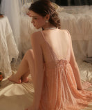 【3色】セクシー ルームウェア キャミソールネグリジェ レース パジャマ Vネック  KS8-GR5909