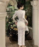 レース  ロングドレス 宴会  セレブ風 気質 脚長効果 XH2-ZRD885313DXH245