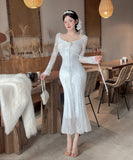 【3色】ロングドレス キャバドレス セクシー レース  ノースリーブ リボンストラップ LW2-DD5819