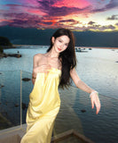 ロングドレス キャバドレス セクシー ベアトップ 上品 サテン リボンデザイン カットアウト バックオープン 誕生日 JC2-XHY911182