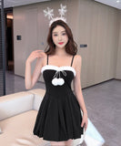 ミニドレス キャバドレス セクシー クリスマス フェザー切り替え ボリュームスカート キャミ ワンピ クリスマス パーティー JC2-DD6120