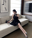 Lady's coco ミニドレス キャバドレス セクシー キラボシ レトロ ホルターネック ウエストシェイプ パーティー デート JC2-XKDD408A-7041-Oct13