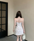 ミニドレスレースホルターネック谷間見せセクシーキャバドレスバックレスドレス気質 WQ2-ZED882499DXH437A