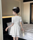 【2色】膝丈ドレス キャバドレス セクシー大人可愛い タイト ナイトドレス レース  ウエストマーク フェミニン LW2-DD5816