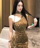 Lady's coco ロングドレス キャバドレス セクシー ワンショルダー タイト フレンチレトロ ワンショルダー パーティー JC2-XHY919311