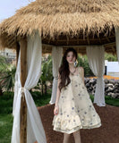 ミニドレスサンドレスAライン花柄フリル体型カバーセクシー大人可愛い旅行SNS話題 WQ2-CD3-227-10380700