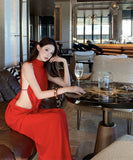 Lady's coco ロングドレス キャバドレス セクシー ルージング ホルターネック デザイン ラメ系ミニドレス パーティー 上品 LW2-XHY918211