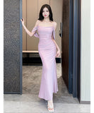 ロングドレス キャバドレス セクシー オフショルダー スリット オープンバック エレガント スレンダー 大人可愛い パーティー JC2-YM9204