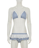 3色ビキニ水着チック柄セクシーフリルホルターネックビーチ海旅行谷間見せSNS話題 WQ7-SSN-AWCS32876