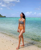 ビキニ水着花柄ハイウエストモノキニタンキニセクシービーチ海 WQ7-XYX-Q81962