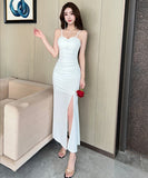 【3色】ロングドレス セクシー スリム 美シルエット スリット入り ボディコン キャミワンピ パーティー 二次会 JC2-DD5650