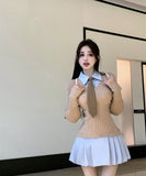 【秋新作】ミニドレス キャバドレス プレッピースタイル  ウエストマーク プリーツスカート 大人可愛い デート LW2-XKDD335A-3139-Sep21