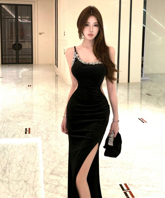 【ロング＆ミニ】Lady's coco キャバドレス セクシー オフショルダー ビジューデザイン ボディコン ベルベット 着やせ パーティー JC2-ZED882631DXH437A