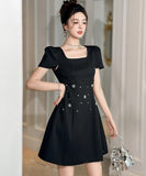 ミニドレス エンベリーワンピース ゴージャス キレイめ Aライン タイト ウエスト絞り ギャザリング 体型カバー 優雅 デート JC2-JY15436