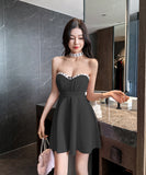 【4色】ミニドレス キャバドレス セクシー ベアトップ Aライン バックレス 谷間見せ ナイトドレス 夜遊び 指名アップ JC2-YM8891