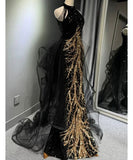 ロングドレス キャバドレス パーティードレス ブラック ロングドレス シルエット ハイネック マーメイドライン  誕生日 結婚式 披露宴 二次会 LW2-MBYDAL785529089441