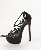 【2025新作】ハイヒール  バタフライモチーフ 細ヒール サンダル ローマ風 美脚効果 歩きやすい 靴  LW5-LLMY-9966-286