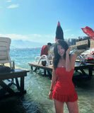 ビキニ水着ベアトップワンピースフリル水玉柄大人可愛いSNS話題温泉ビーチ海 WQ7-XYX-Q9191