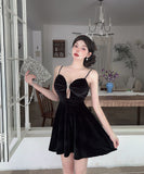 【2色】 ミニドレス キャバドレス セクシー 谷間魅せ Vネック ベルベット タイトキャミワンピース ウエストマーク パーティー 指名 LW2-DD5932