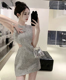 ミニドレスキラキラキャバドレスAラインカワセクシーパーティードレスナイトクラブおしゃれエレガント WQ2-ZED882827DXH502