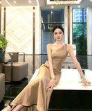 ロングドレス セクシー ワンショルダー バックレス フレンチエレガント 誕生日パーティー イブニング用ドレス JC2-CD3-260-70230620