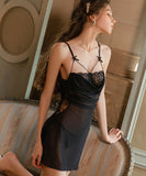 ルームウェア ランジェリー セクシー メッシュ素材 透け感 誘惑 カットアウト バックオープン キャミソール JC8-GRXK6806